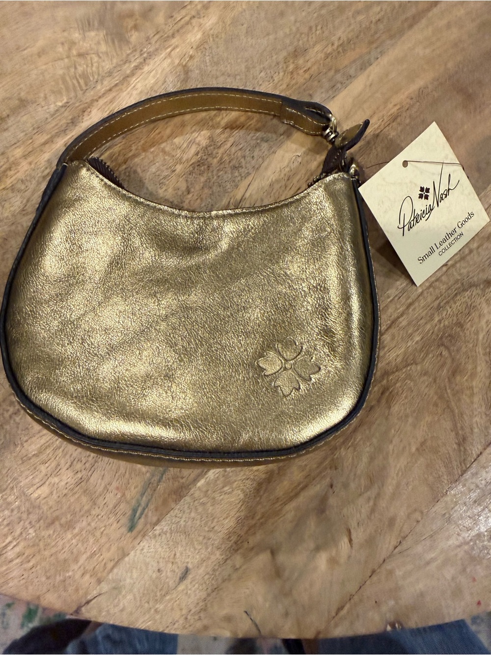 Patricia Nash Metallic Gold Leather Mini Bag